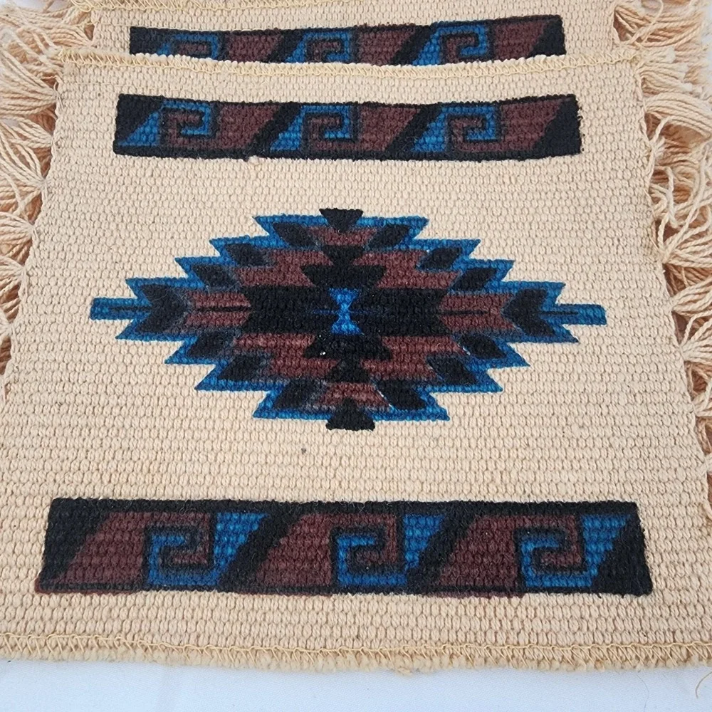 Lot 8 Southwestern Woven Cotton Drink Coasters El Paso Saddle Blanket Co pottery